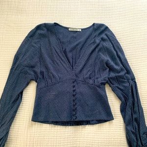 Abercrombie Navy Polka Dot Top